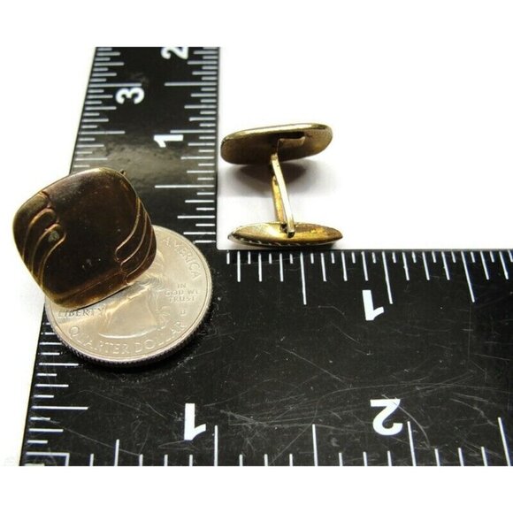 Vintage Cufflinks Square Gold Tone Shirt Accessories Wedding - Picture 8 of 12